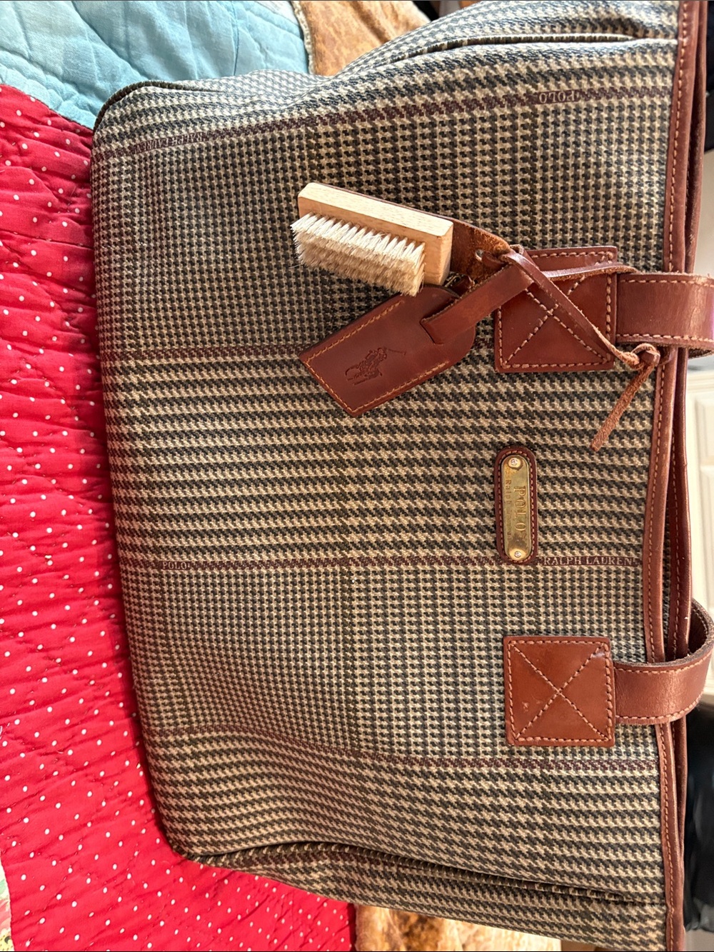 Ralph Lauren Brown & Tan Plaid Travel Tote